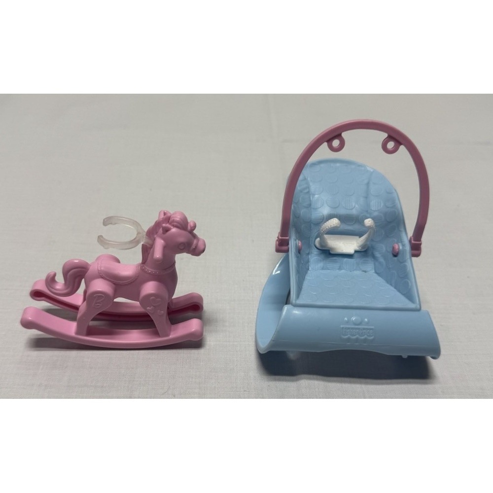 Barbie Skipper Babysitters Pink Rocking horse and Blue Bouncer Seat